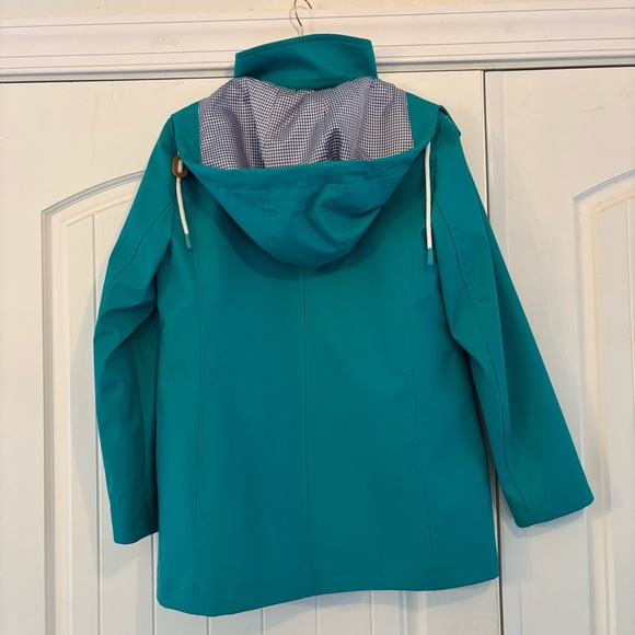 Talbots Teal Classic Rain Jacket for Women with Gingham Lining  Size Small - Picture 5 of 8